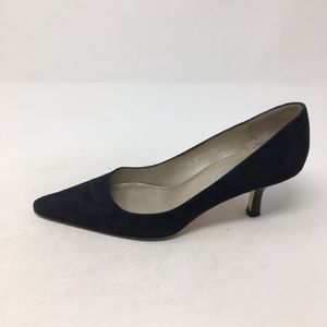 TALBOTS BLACK BLUE POINTED TOE SUEDE HEELS 6M